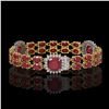 Image 2 : 21.83 ctw Ruby & Diamond Bracelet 14K Yellow Gold - REF-288F8M