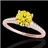 Image 1 : 1.5 ctw Certified SI/I Fancy Intense Yellow Diamond Ring 10k Rose Gold - REF-190F9M