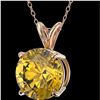 Image 2 : 2.50 ctw Certified Intense Yellow Diamond Necklace 10k Rose Gold - REF-478N6F