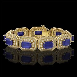 61.92 ctw Sapphire & Diamond Victorian Bracelet 14K Yellow Gold - REF-1288A4N