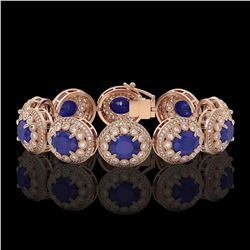 49.17 ctw Sapphire & Diamond Victorian Bracelet 14K Rose Gold - REF-1334F4M