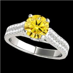 1.61 ctw SI/I Fancy Intense Yellow Diamond Pave Ring 10k White Gold - REF-204H5R