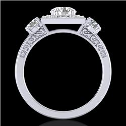 1.55 ctw VS/SI Diamond Solitaire Art Deco 3 Stone Ring 18k White Gold - REF-263W6H