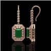 Image 2 : 14.16 ctw Certified Emerald & Diamond Victorian Earrings 14K Rose Gold - REF-345F5M