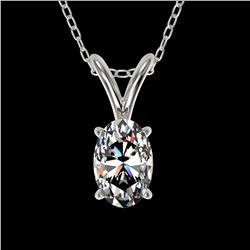 0.50 ctw Certified VS/SI Quality Oval Diamond Necklace 10k White Gold - REF-65Y2X