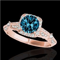 1.36 ctw SI Certified Fancy Blue Diamond Halo Ring 10k Rose Gold - REF-129M5G