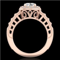 1.53 ctw VS/SI Diamond Solitaire Art Deco Ring 18k Rose Gold - REF-454X5A