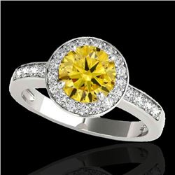 1.4 ctw Certified SI/I Fancy Intense Yellow Diamond Ring 10k White Gold - REF-200R5K