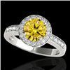 Image 1 : 1.4 ctw Certified SI/I Fancy Intense Yellow Diamond Ring 10k White Gold - REF-200R5K