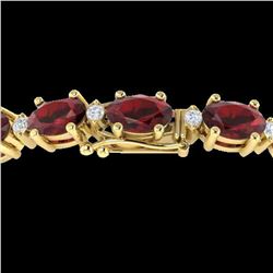 25.8 ctw Garnet & VS/SI Certified Diamond Eternity Bracelet 10k Yellow Gold - REF-119N3F