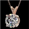 Image 2 : 2 ctw Certified Quality Diamond Solitaire Necklace 10k Rose Gold - REF-449R5K