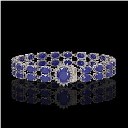 30.12 ctw Sapphire & Diamond Bracelet 14K White Gold - REF-336A4N