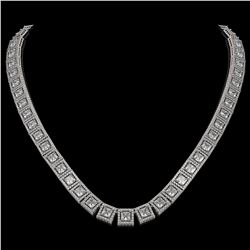 36.30 ctw Princess Cut Diamond Micro Pave Necklace 18K White Gold - REF-4704H5R