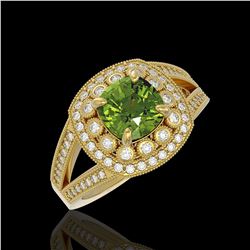 2.39 ctw Certified Tourmaline & Diamond Victorian Ring 14K Yellow Gold - REF-106X5A