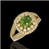 Image 1 : 2.39 ctw Certified Tourmaline & Diamond Victorian Ring 14K Yellow Gold - REF-106X5A