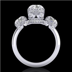 3 ctw VS/SI Diamond Art Deco 3 Stone Ring 18k White Gold - REF-649F3M