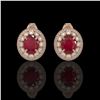 Image 1 : 8.84 ctw Certified Ruby & Diamond Victorian Earrings 14K Rose Gold - REF-220W8H