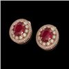 Image 2 : 8.84 ctw Certified Ruby & Diamond Victorian Earrings 14K Rose Gold - REF-220W8H