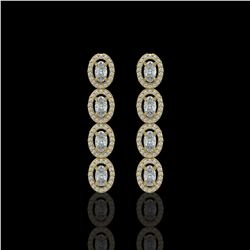 3.84 ctw Oval Cut Diamond Micro Pave Earrings 18K Yellow Gold - REF-334R6K