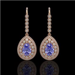8.95 ctw Tanzanite & Diamond Victorian Earrings 14K Rose Gold - REF-345A5N