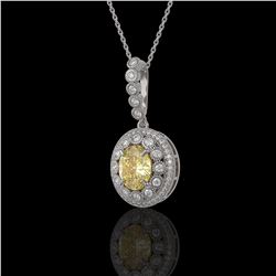 3.87 ctw Canary Citrine & Diamond Victorian Necklace 14K White Gold - REF-120M2G