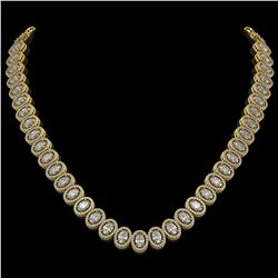 34.72 ctw Oval Cut Diamond Micro Pave Necklace 18K Yellow Gold - REF-4700M9G