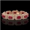 Image 1 : 61.92 ctw Certified Ruby & Diamond Victorian Bracelet 14K Rose Gold - REF-1288F4M