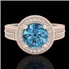 Image 2 : 2.8 ctw Intense Blue Diamond Engagment Art Deco Ring 18k Rose Gold - REF-327Y3X