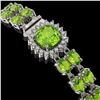 Image 2 : 17.4 ctw Peridot & Diamond Bracelet 14K White Gold - REF-245F5M