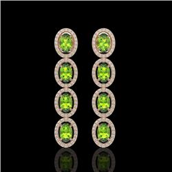 5.88 ctw Peridot & Diamond Micro Pave Halo Earrings 10k Rose Gold - REF-143F6M