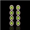 Image 1 : 5.88 ctw Peridot & Diamond Micro Pave Halo Earrings 10k Rose Gold - REF-143F6M