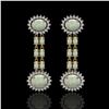 Image 1 : 6.73 ctw Opal & Diamond Earrings 14K Yellow Gold - REF-227W3H