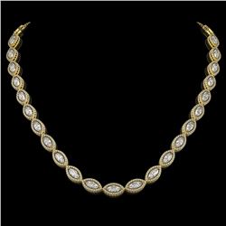 24.42 ctw Marquise Cut Diamond Micro Pave Necklace 18K Yellow Gold - REF-3359F5M