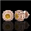 Image 2 : 1.11 ctw Intense Fancy Yellow Diamond Art Deco Earrings 18k Rose Gold - REF-158X2A