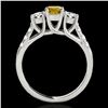 Image 2 : 3.25 ctw SI/I Fancy Intense Yellow Diamond 3 Stone Ring 10k White Gold - REF-295H9R