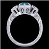 Image 3 : 1.66 ctw Intense Blue Diamond Art Deco 3 Stone Ring 18k White Gold - REF-254F5M