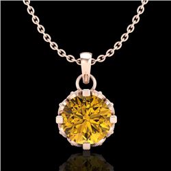 0.85 ctw Intense Fancy Yellow Diamond Art Deco Necklace 18k Rose Gold - REF-109Y3X