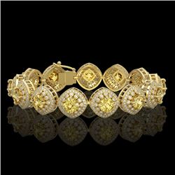 28.35 ctw Canary Citrine & Diamond Victorian Bracelet 14K Yellow Gold - REF-805A5N