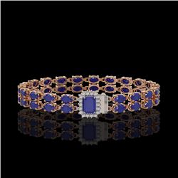 19.07 ctw Sapphire & Diamond Bracelet 14K Rose Gold - REF-236W4H