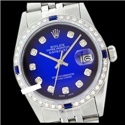 Rolex Men's Stainless Steel, QuickSet, Diam Dial & Diam/Sapphire Bezel