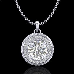 1.25 ctw VS/SI Diamond Solitaire Art Deco Stud Necklace 18k White Gold - REF-218K2Y