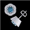 Image 3 : 1.51 ctw Fancy Intense Blue Diamond Art Deco Earrings 18k White Gold - REF-178Y2X
