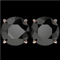 5.15 ctw Fancy Black Diamond Solitaire Stud Earrings 10k Rose Gold - REF-82W2H