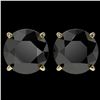 Image 1 : 4.19 ctw Fancy Black Diamond Solitaire Stud Earrings 10k Yellow Gold - REF-68X8A