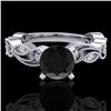Image 2 : 1.01 ctw Fancy Black Diamond Engagment Art Deco Ring 18k White Gold - REF-87Y3X