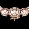 Image 1 : 87 ctw Morganite & Diamond Micro Pave Necklace 14k Rose Gold - REF-1163Y6X