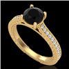 Image 1 : 1.45 ctw Fancy Black Diamond Engagment Art Deco Ring 18k Yellow Gold - REF-109K3Y