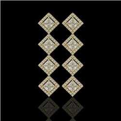 5.31 ctw Princess Cut Diamond Micro Pave Earrings 18K Yellow Gold - REF-733M8G