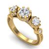 Image 1 : 1.75 ctw VS/SI Diamond Solitaire Art Deco 3 Stone Ring 18k Yellow Gold - REF-309M3G