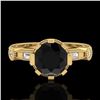 Image 2 : 1.71 ctw Fancy Black Diamond Engagment Art Deco Ring 18k Yellow Gold - REF-123X6A